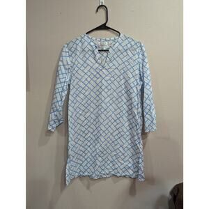Women's Charleston Shoe Co. White and blue tunic style dress/caftan size M